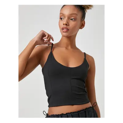 Koton Crop Undershirt Thin Strap U Neck Ribbed