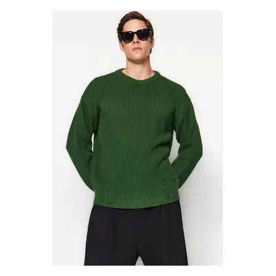 Trendyol Khaki Oversize Fit Wide Fit Crew Neck Basic Knitwear Sweater