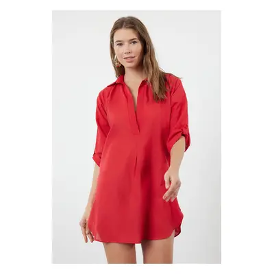 Trendyol Red Mini Woven Beach Dress