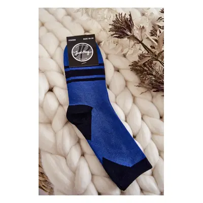 Women's two-tone socks with stripes Blue black