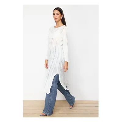 Trendyol Ecru Soft Textured Loose Knit Detailed Knitwear Maxi Dress