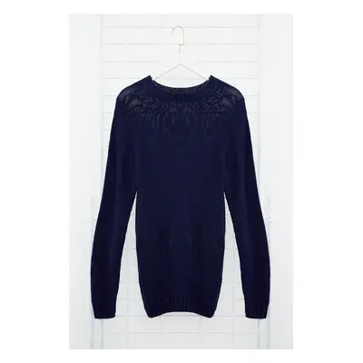 Trendyol Navy Blue Slim Fit Slim Cut Crew Neck Raglan Sleeve Basic Knitwear Sweater