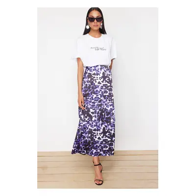 Trendyol Purple Patterned Maxi Length Woven Skirt