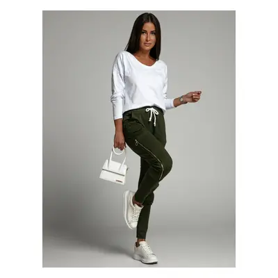 Set of women's cargo pants and white-khaki blouse