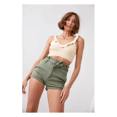 Khaki denim shorts