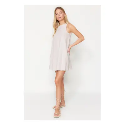 Trendyol Jewelled Wide Cut Linen Look Sleeveless Mini Woven Dress