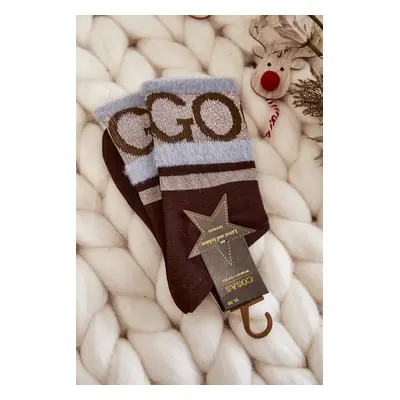 Women's cotton socks GO-GO WITH FUR COSAS BROWN