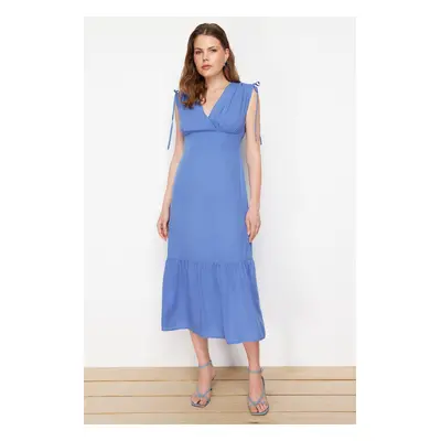 Trendyol Blue Skirt Flounced Maxi Woven Dress