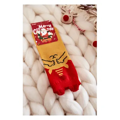 Children's Christmas socks bear Cosas red-yellow