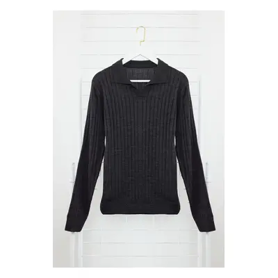 Trendyol Smoked Slim Couple Polo Collar Plain Knitwear Sweater