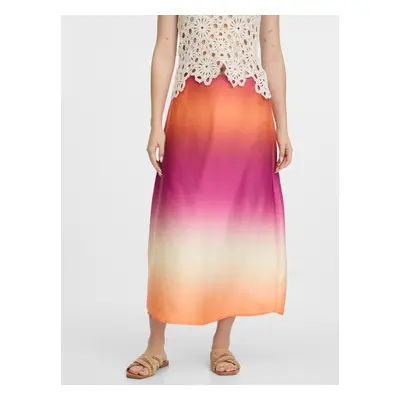 Orsay Women's Pink and Orange Satin Maxi Skirt