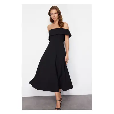 Trendyol Black Collar Detailed A-Line Woven Elegant Evening Dress