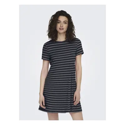 Navy blue women's striped basic dress ONLY May