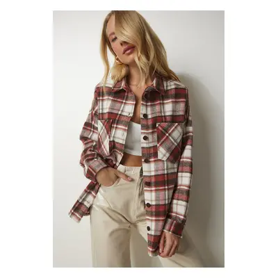 Happiness İstanbul Women's Tile Bone Patterned Oversize Cachet Lumberjack Shirt