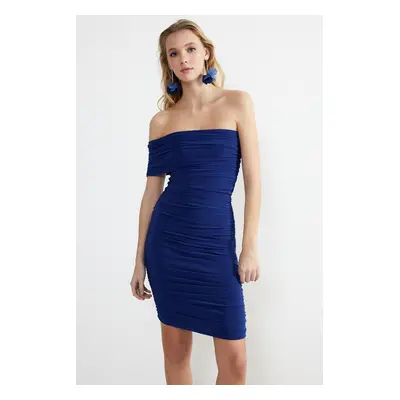 Trendyol Saks Fitted Knitted Short Evening Dress