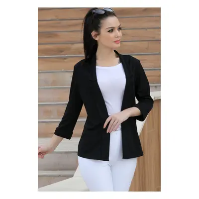 armonika Women's Black Double-Sleeve Collar Jacket