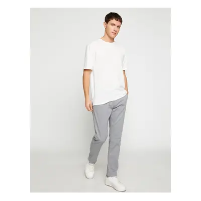 Koton Basic Gabardine Trousers Slim Fit Buttoned Pocket Detailed