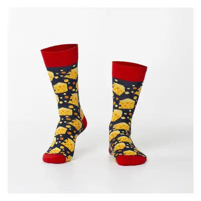 Dark blue yellow men's cheese socks