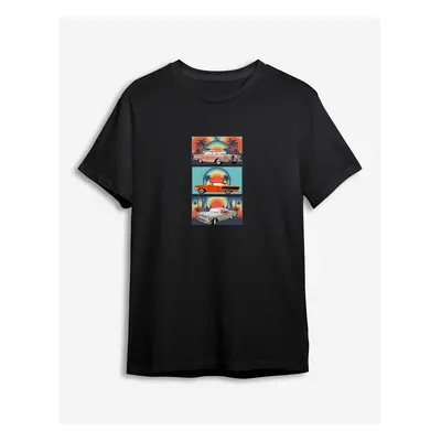 Trendyol Black Car Printed Regular Cut T-shirt