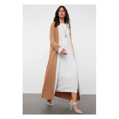 Trendyol Camel Color Blocked Long Woven Dressless One Piece Cap & Abaya & Abaya