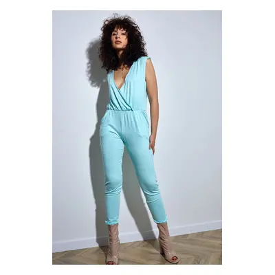 Mint summer jumpsuit with clutch neckline