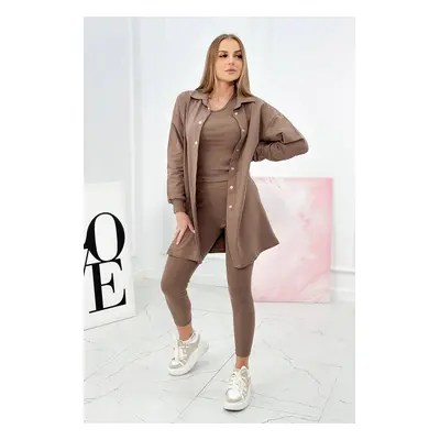 3-piece set of sweatshirt, top and mocha leggings