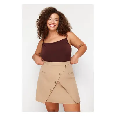 Trendyol Curve Mink Double Breasted Button Detailed Woven Skirt