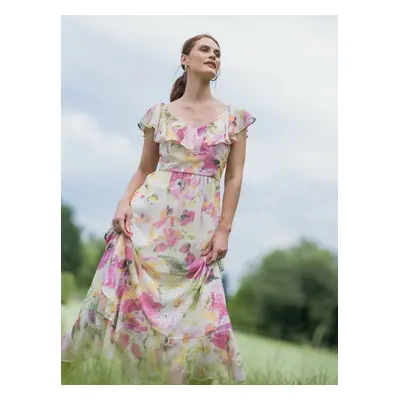 Orsay Pink-White Women Floral MaxiDresses - Ladies