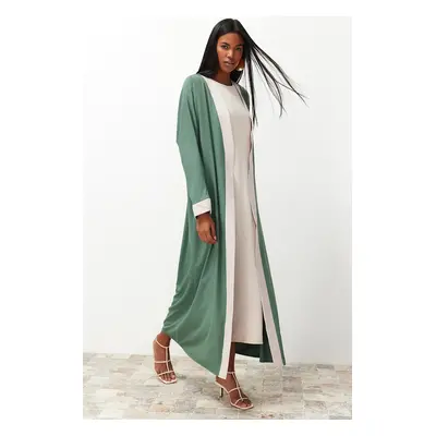 Trendyol Green Color Block Long Woven Dressless One Piece Cap & Abaya & Abaya