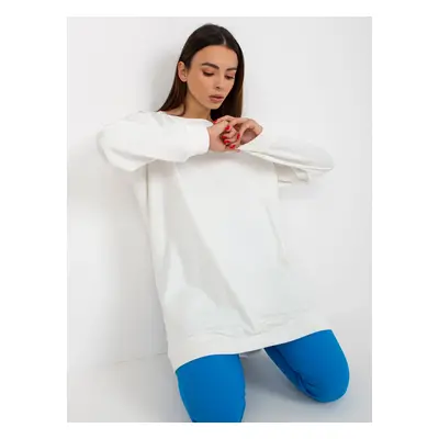 Ecru loose hoodie with round neckline