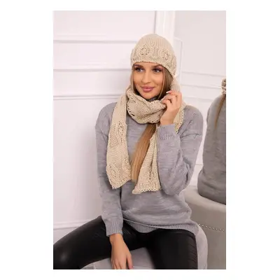 Women's set with scarf Adrianna K417 dark beige