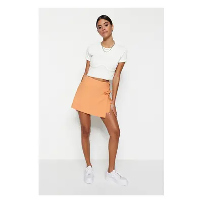 Trendyol Orange Lace-Up and Eyelet Detail Woven Shorts Skirt