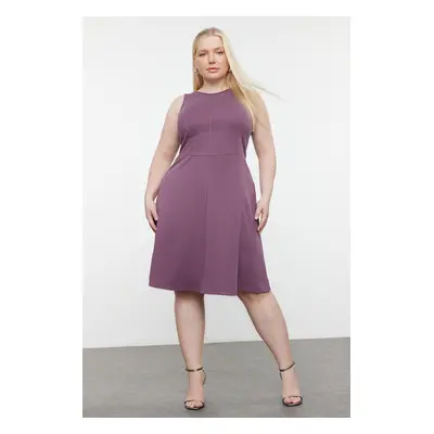 Trendyol Curve Mini Knitted Dress with Plum Sewing Detail