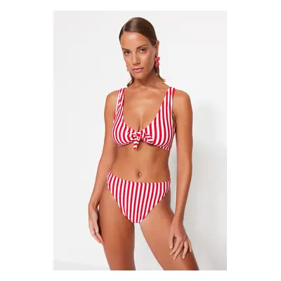 Trendyol Striped Bralette Tie High Waist Bikini Set