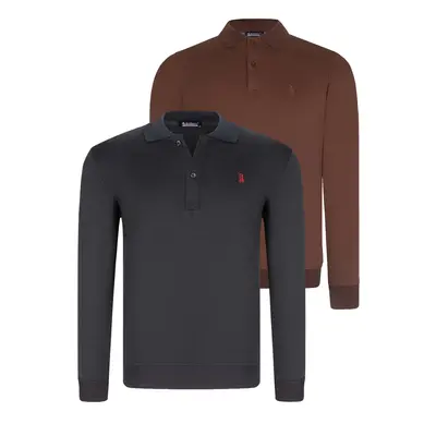 DOUBLE SET V4007 DEWBERRY MEN'S SWEATSHIRT-NAVY-BROWN