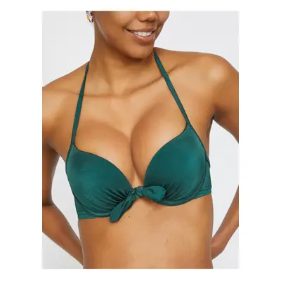 Koton Women's Green Plain Bikini Top