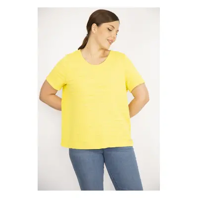 Şans Women's Yellow Plus Size Sequined Blouse