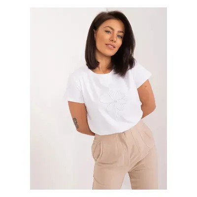 White blouse with BASIC FEEL GOOD patch