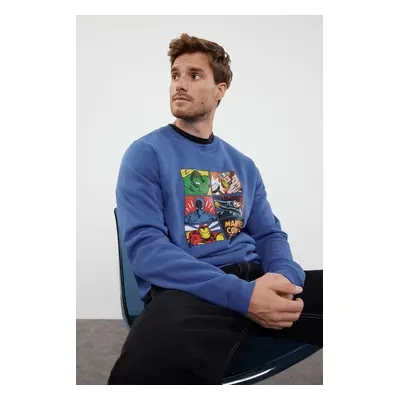 Trendyol Blue Regular Cut Marvel Licensed Sweatshirt