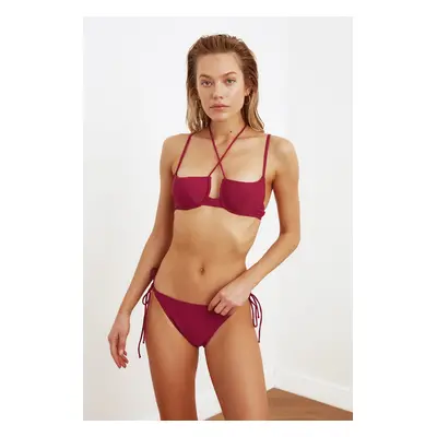 Trendyol Burgundy Print Részletes Bikini Top