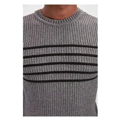 Trendyol Gray Men's Crew Neck Long Sleeve Sweater