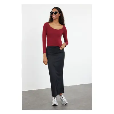 Trendyol Claret Red Pool Collar Fitted/Fits Body Flexible Knitted Blouse