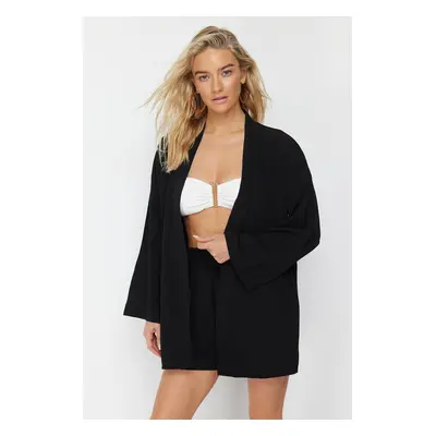 Trendyol Black Woven Kimono Shorts Set