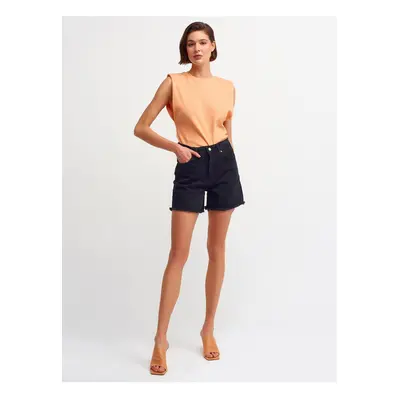 Dilvin Black Shorts With Feathered Legs Zilmod