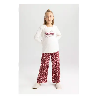 DEFACTO Girl Regular Fit Combed Cotton Piece Pajama Set