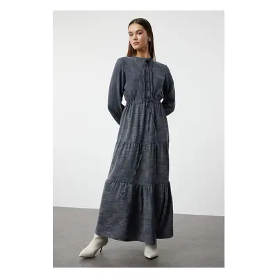 Trendyol Navy Blue Lace-Up Skirt Layered Woven Dress