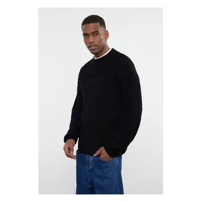 Trendyol Black Unisex Crew Neck Plain Knitwear Sweater