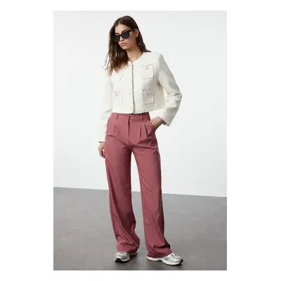 Trendyol Dusty Rose Wide Leg Pleated Woven Trousers