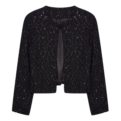 Trendyol Black Crop Lined Sequin Detailed Jacket-Look Knitwear Cardigan