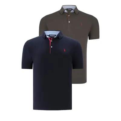 DUAL SET T8582 DEWBERRY MENS T-SHIRT-NAVY BLUE-KHAKI